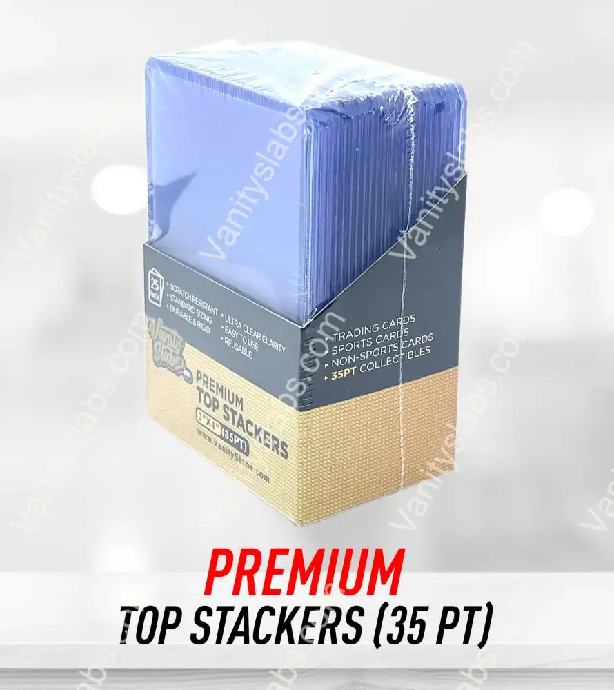 100 Premium Top Stackers (w/ Film) 35pt Card Loaders (4 x 25 Packs) for Baseball Football Hockey Basketball Cards