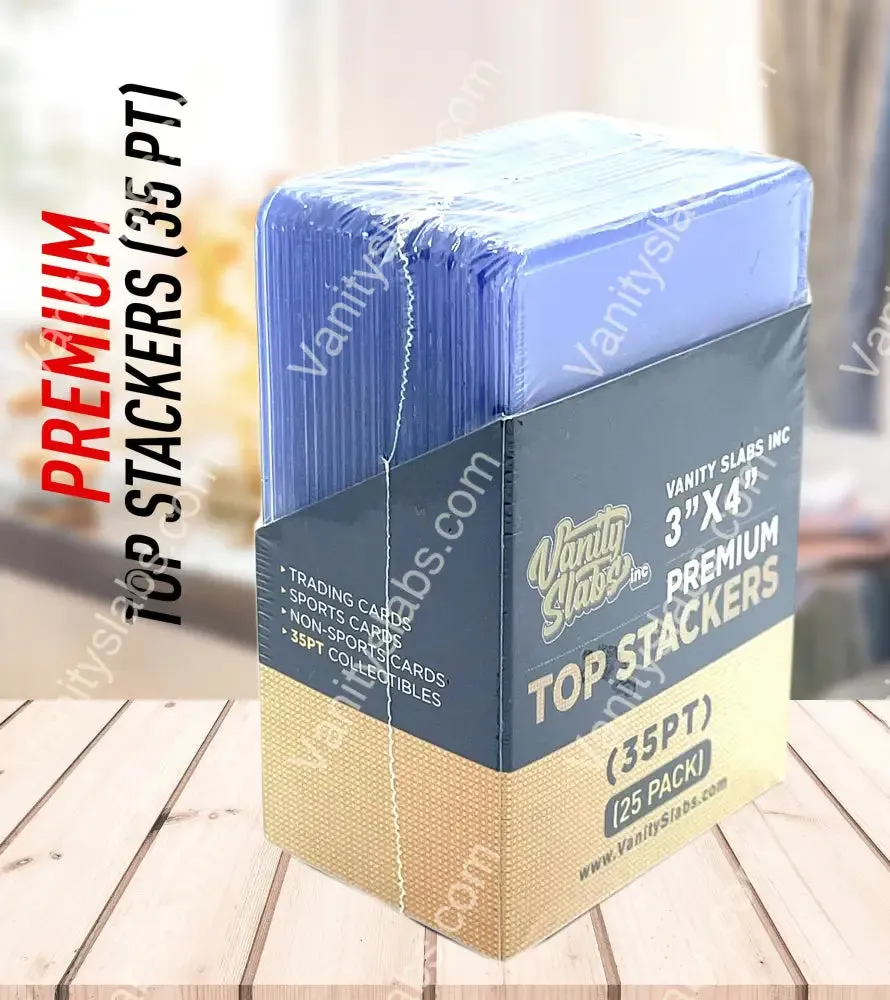 100 Premium Top Stackers (w/ Film) 35pt Card Loaders (4 x 25 Packs) for Baseball Football Hockey Basketball Cards