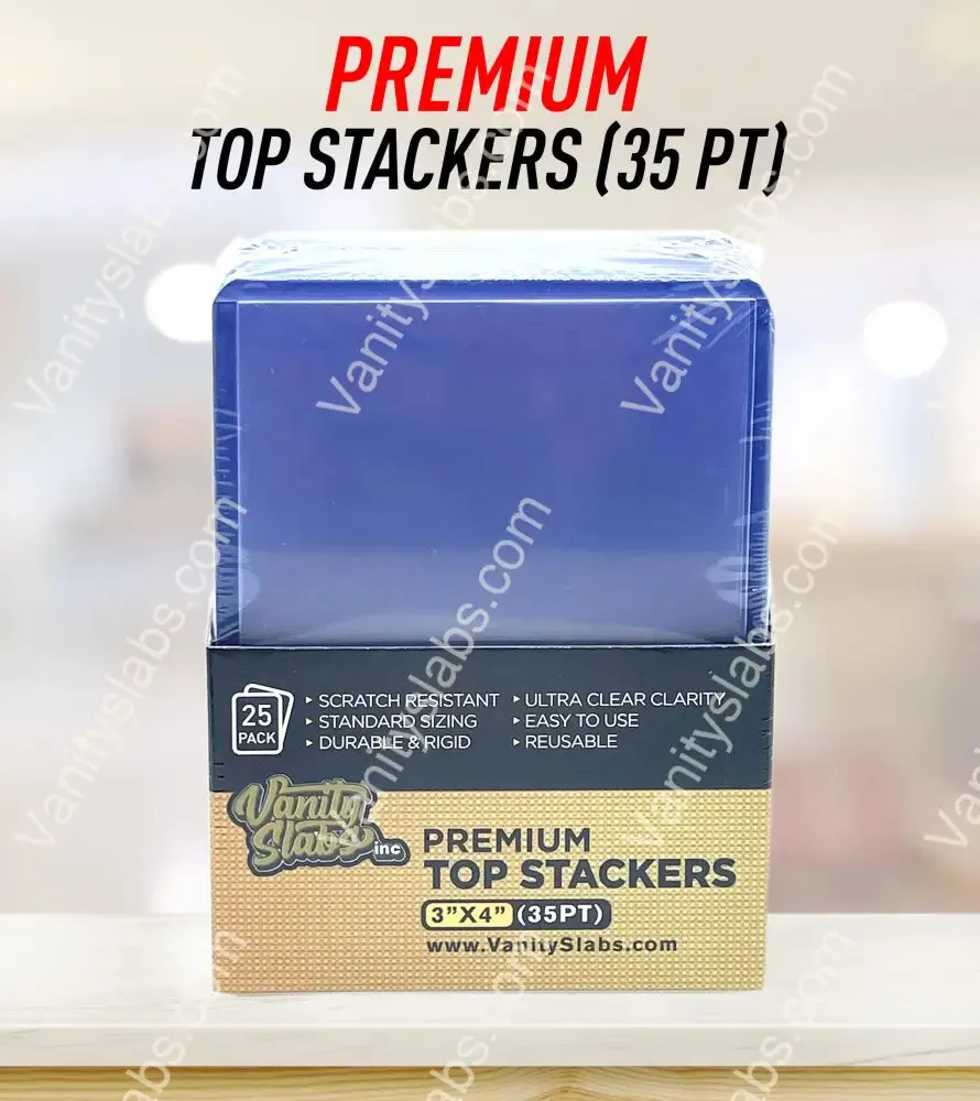 100 Premium Top Stackers (w/ Film) 35pt Card Loaders (4 x 25 Packs) for Baseball Football Hockey Basketball Cards