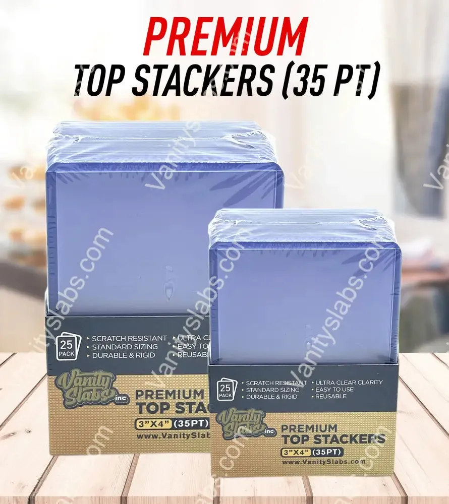 100 Premium Top Stackers (w/ Film) 35pt Card Loaders (4 x 25 Packs) for Baseball Football Hockey Basketball Cards