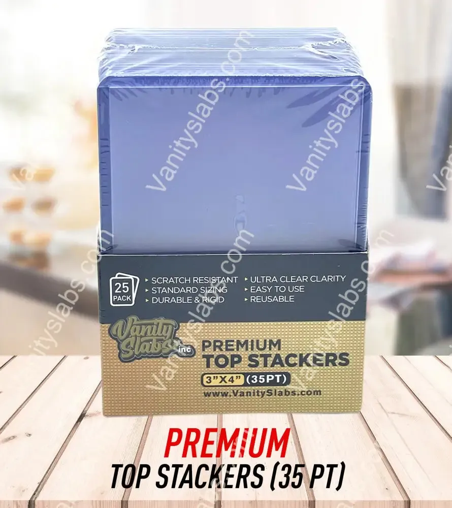 100 Premium Top Stackers (w/ Film) 35pt Card Loaders (4 x 25 Packs) for Baseball Football Hockey Basketball Cards
