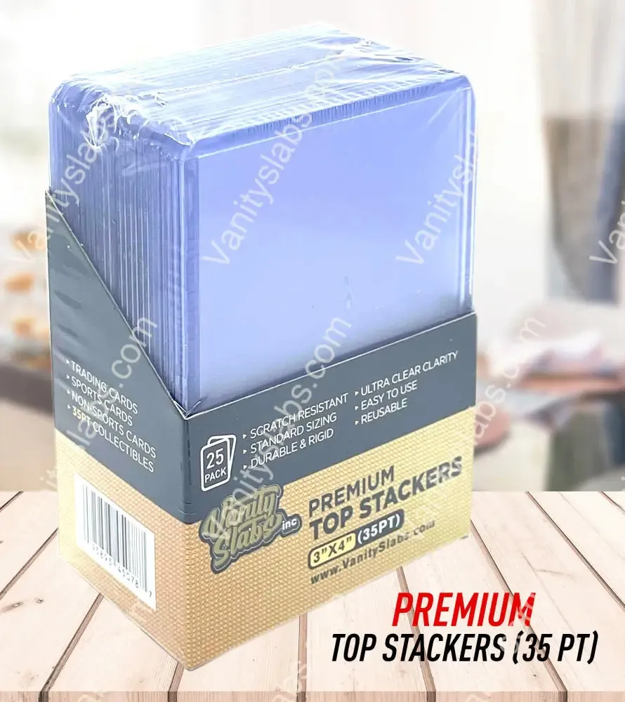 100 Premium Top Stackers (w/ Film) 35pt Card Loaders (4 x 25 Packs) for Baseball Football Hockey Basketball Cards