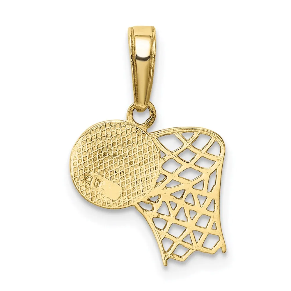 10K Basketball Hoop And Ball Pendant