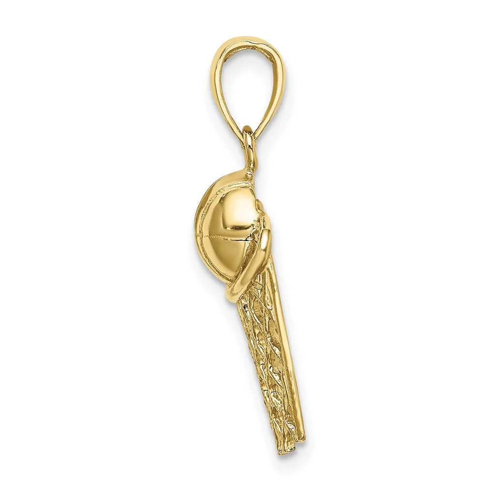10K Polished Basketball and Net Charm