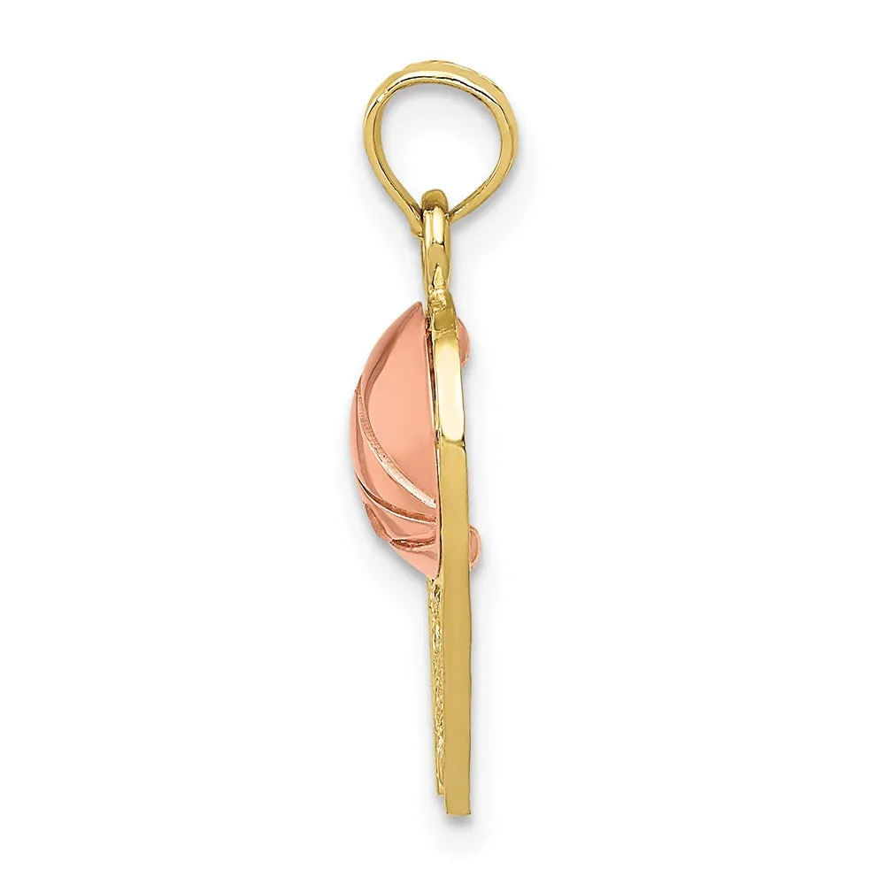 10k Two-tone Basketball Hoop with Ball Pendant