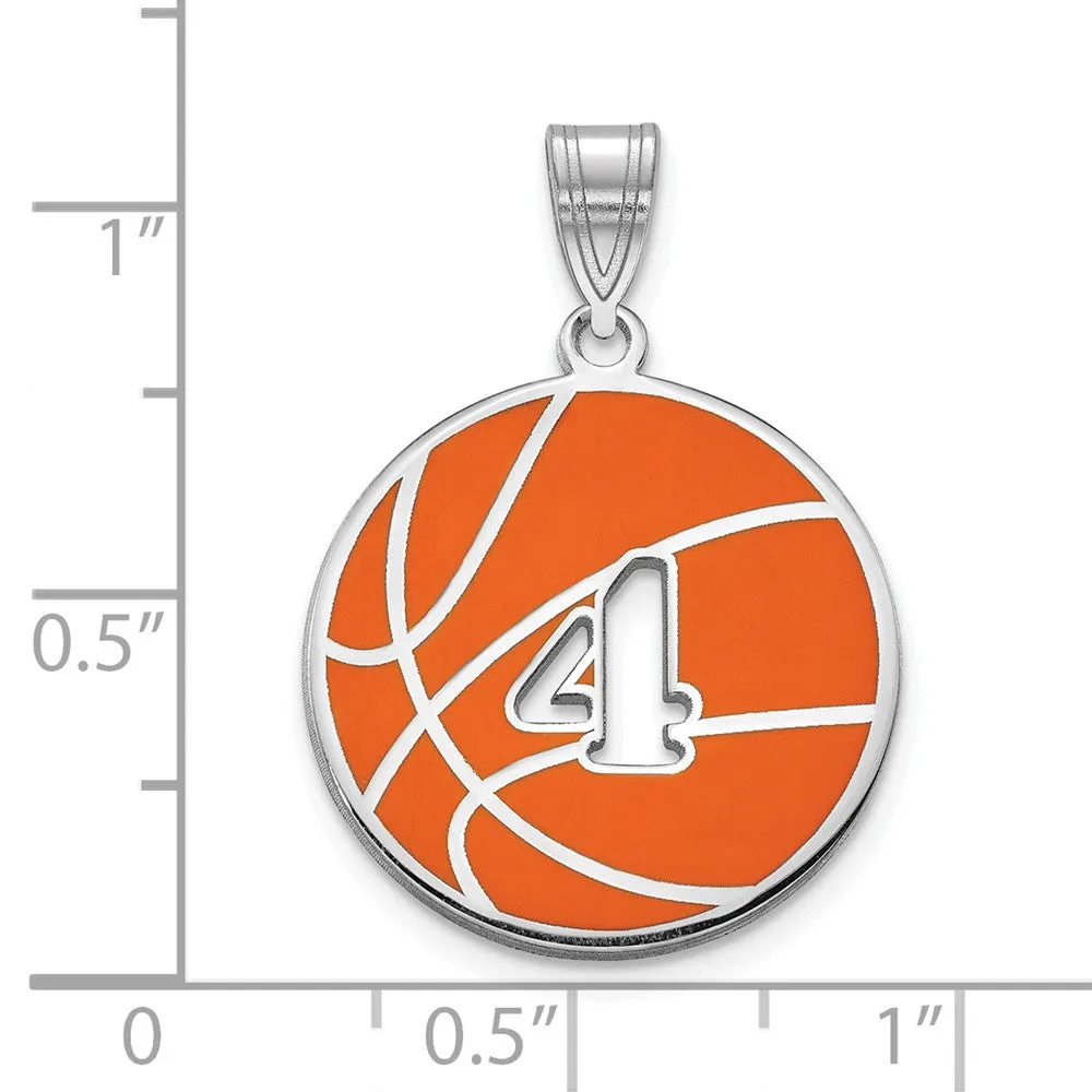 10KW Enameled Personalized Basketball with Cut Out Number Pendant