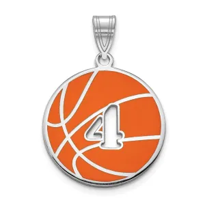 10KW Enameled Personalized Basketball with Cut Out Number Pendant