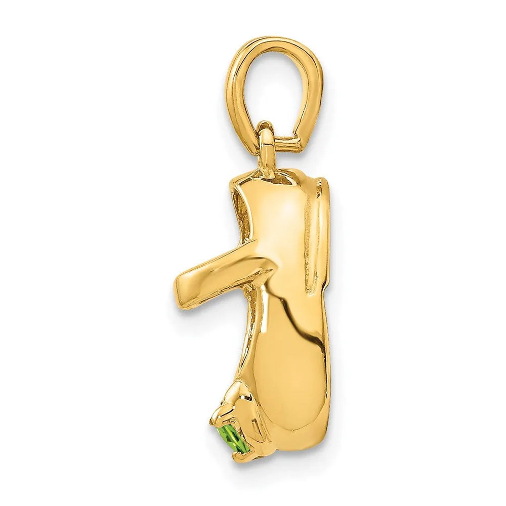 14k 3-D August/Synthetic Stone Engraveable Baby Shoe Charm