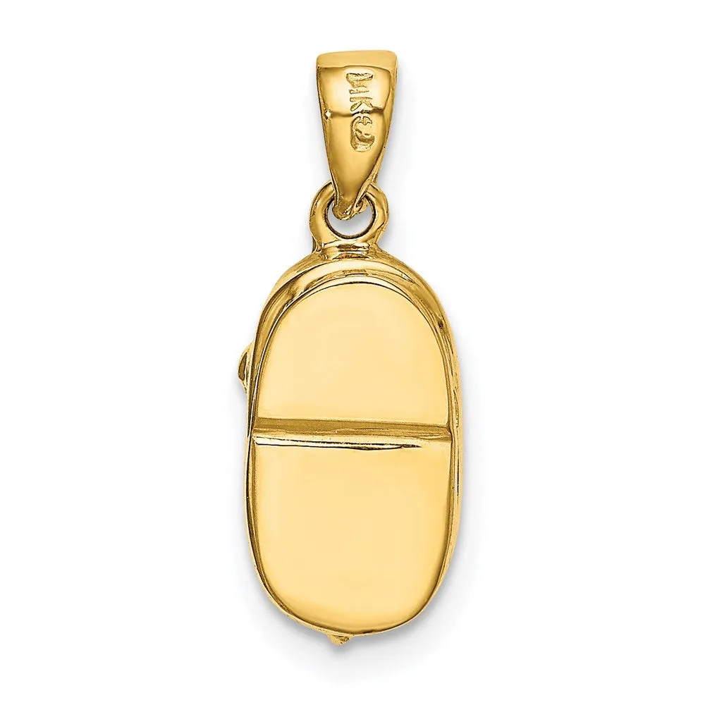 14k 3-D August/Synthetic Stone Engraveable Baby Shoe Charm