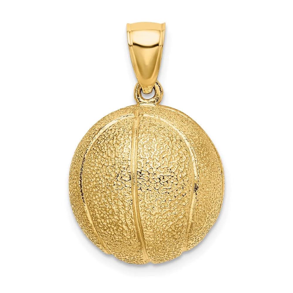 14K 3-D Textured Basketball Charm