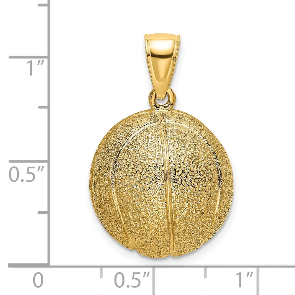 14K 3-D Textured Basketball Charm