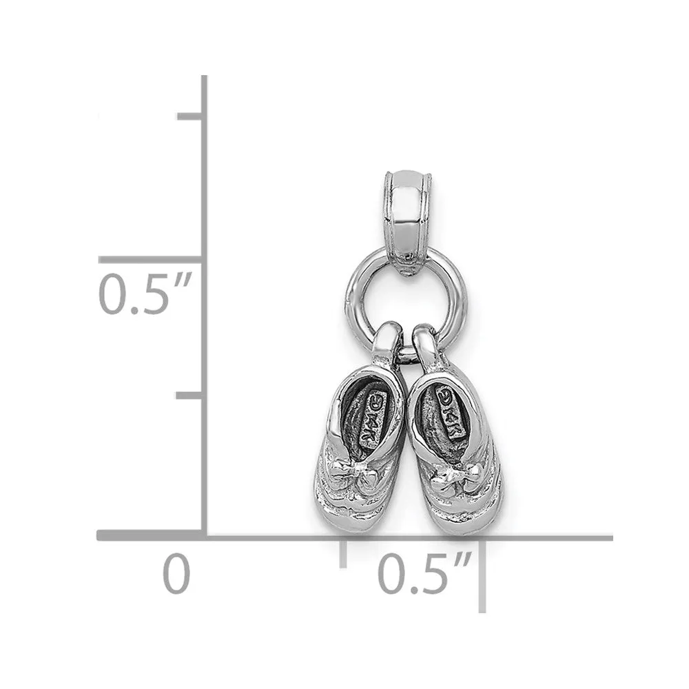 14k 3D Moveable White Gold Baby Shoes Charm