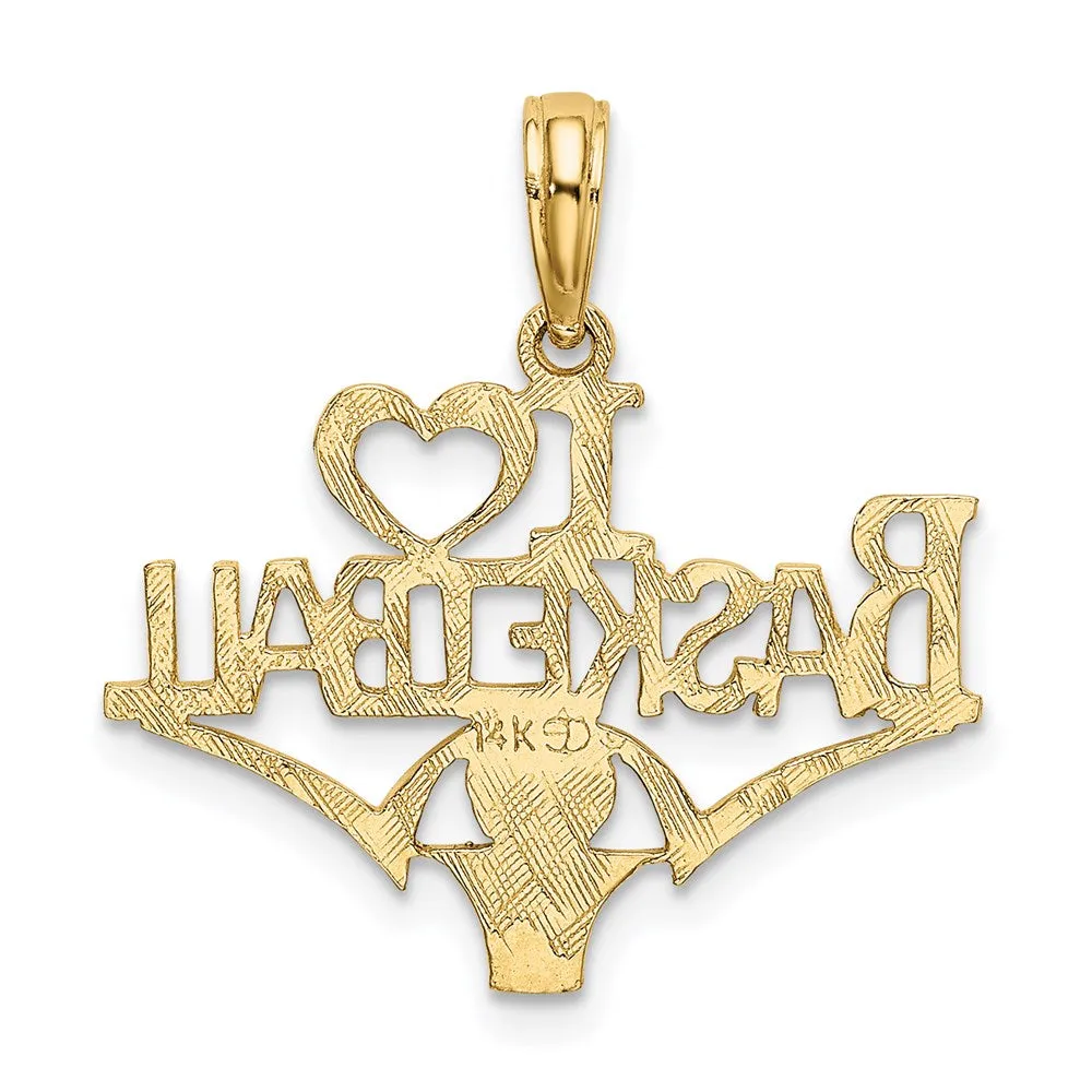 14K I HEART BASKETBALL w/Ball and Net Charm