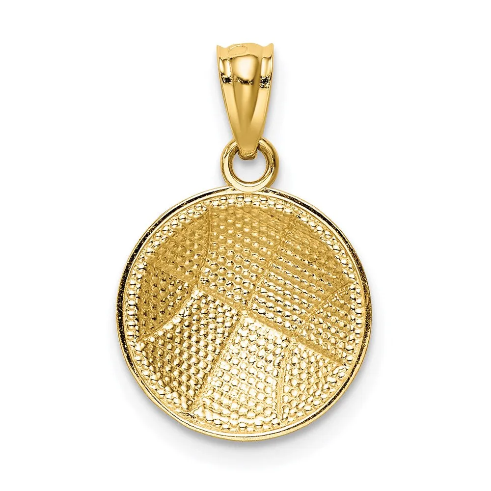 14K Satin and Polished Basketball Pendant