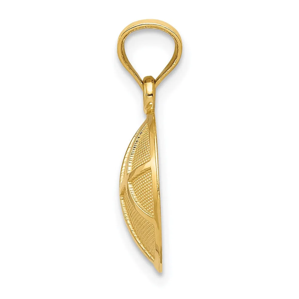 14K Satin and Polished Basketball Pendant