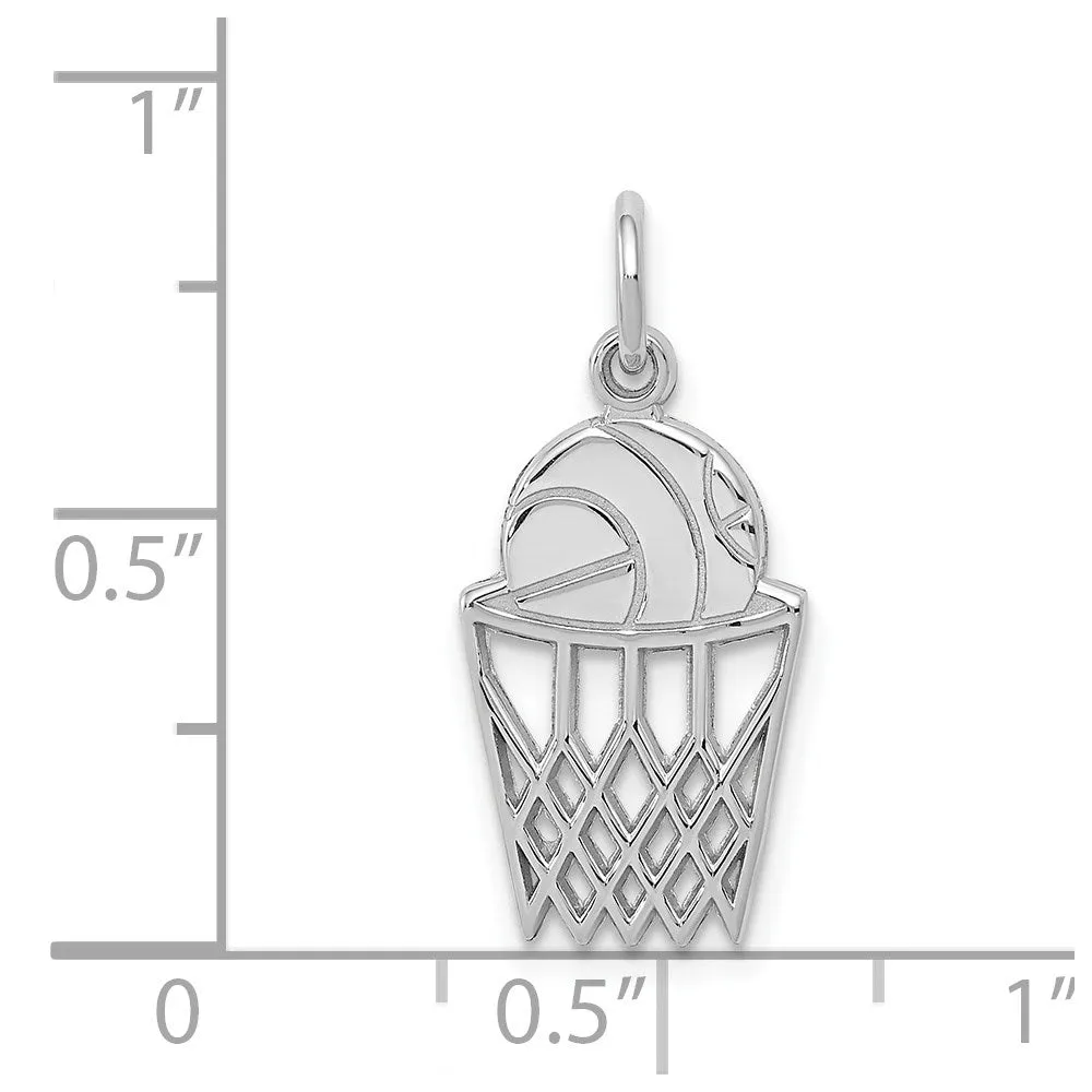 14k White Gold Basketball Charm