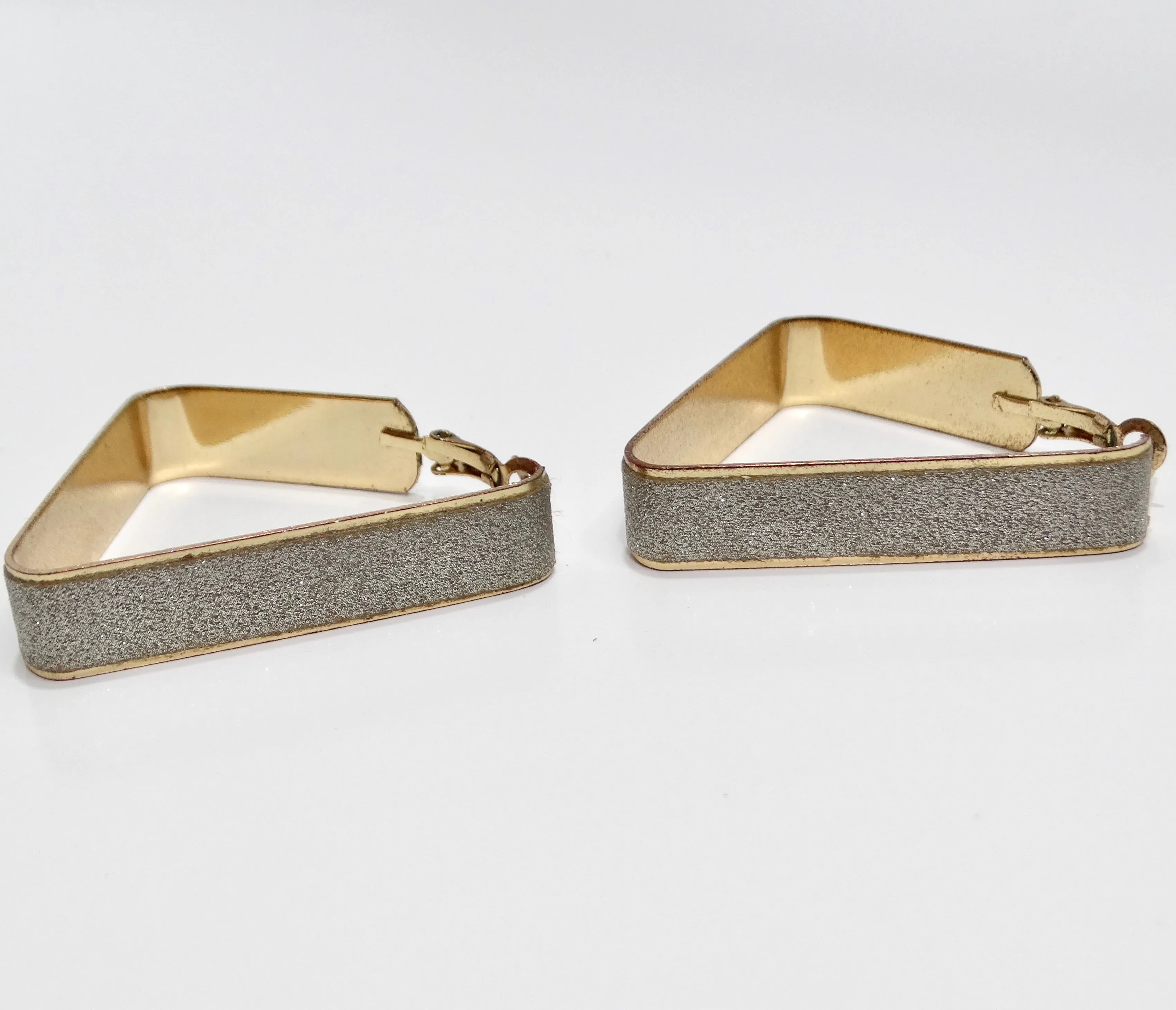 1980s Glitter Triangle Hoop Earrings
