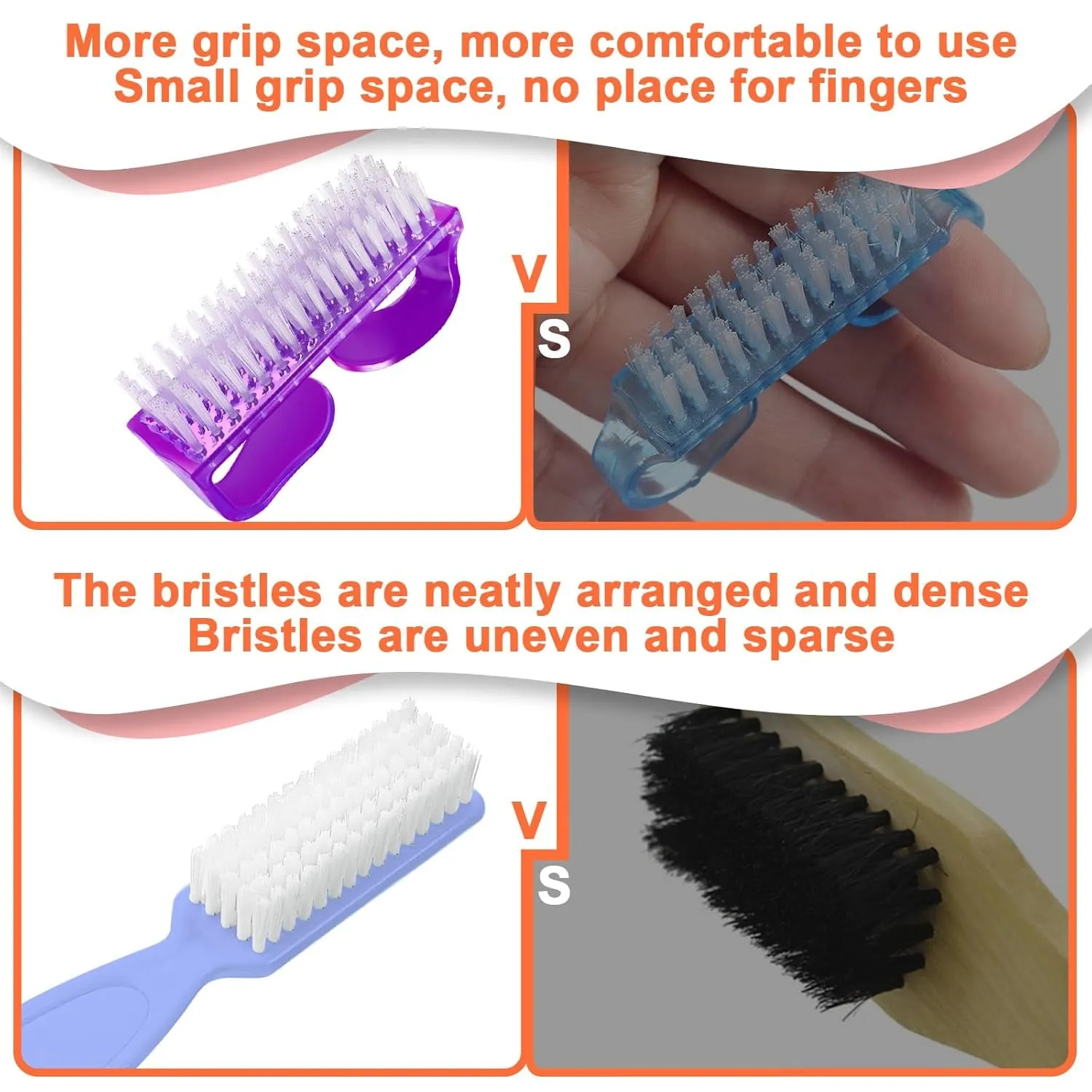 8 PCS Nail Brush for Cleaning Fingernails, Handle Grip Nail Scrubber Brush, Cleaner Brushes Manicure Tools Scrub Brushes Kit, Toenail Brush to Clean under Nails Pedicure Foot Small Brush Women Men