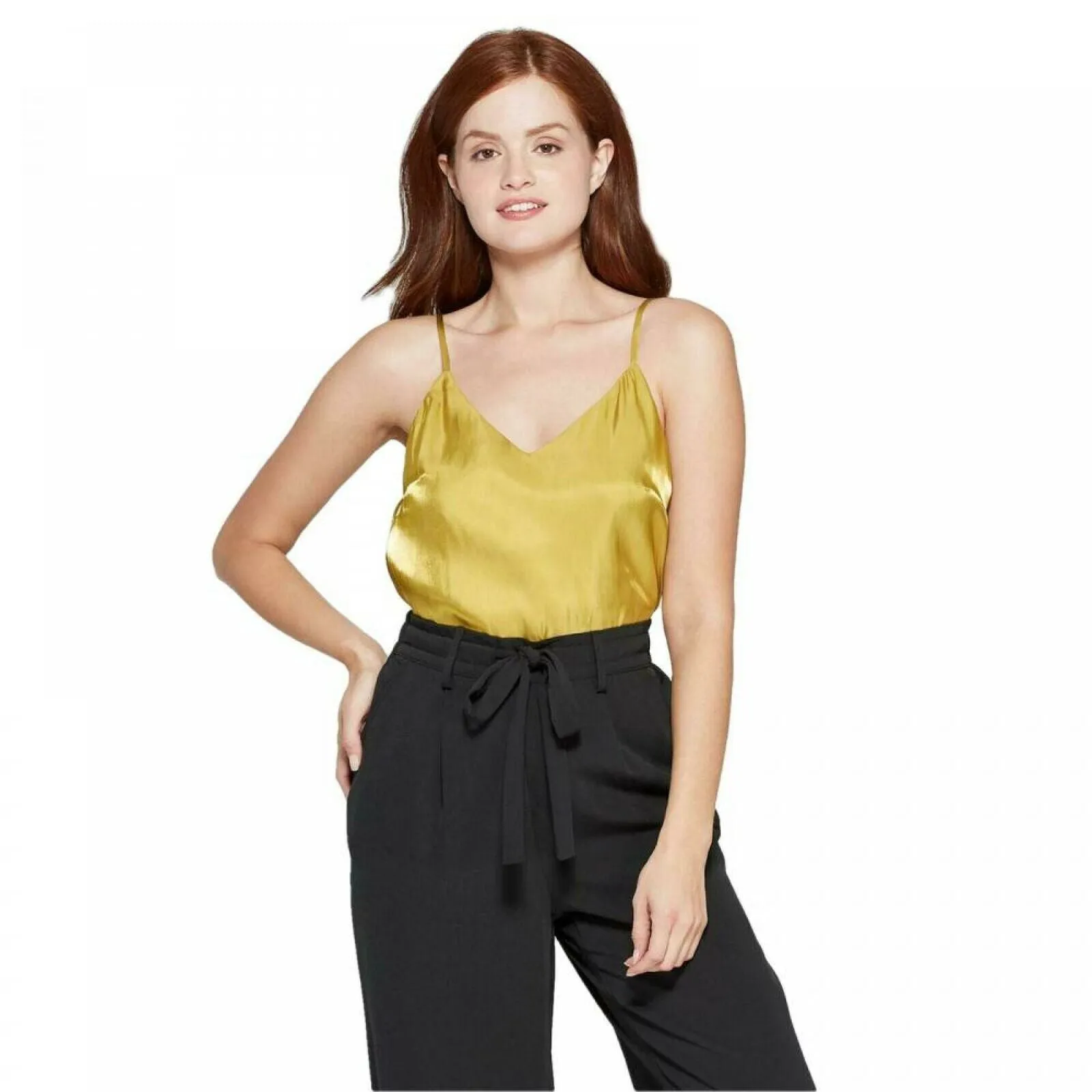 A New Day Women's Regular Fit V-Neck Metallic Satin Camisole