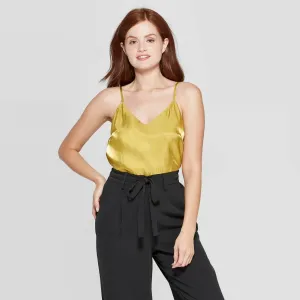 A New Day Women's Regular Fit V-Neck Metallic Satin Camisole