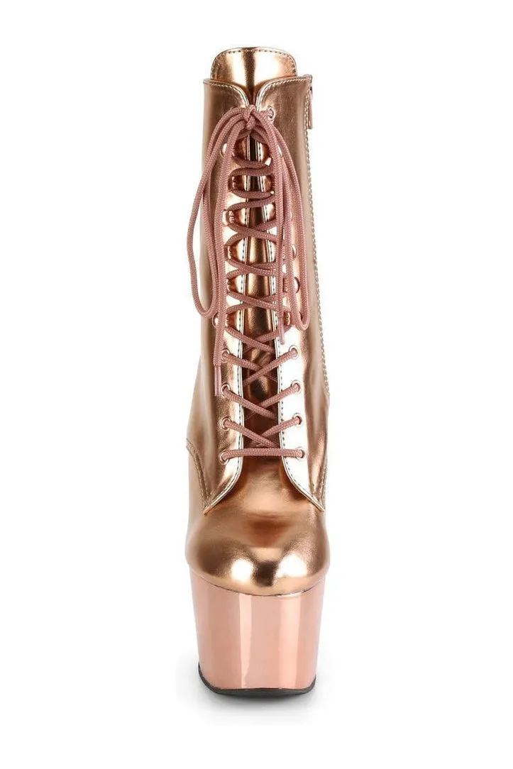 ADORE-1020 Exotic Platform Boot | Gold Faux Leather