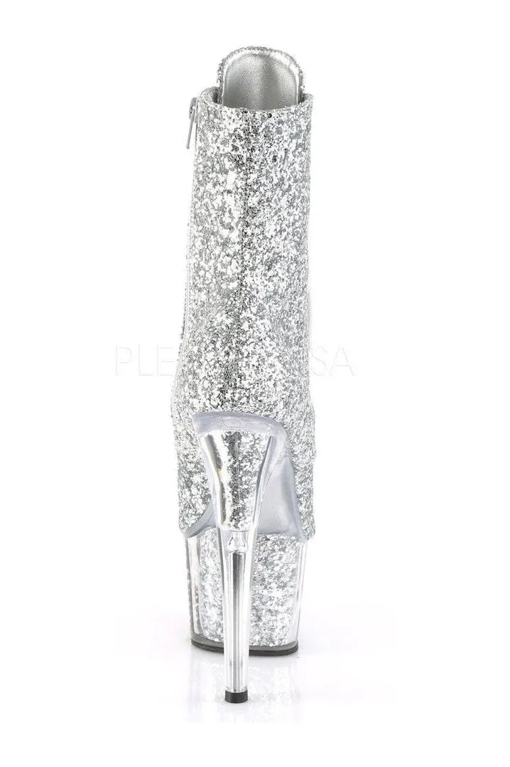 ADORE-1021G Platform Ankle Boot | Silver Glitter