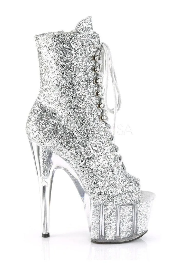 ADORE-1021G Platform Ankle Boot | Silver Glitter