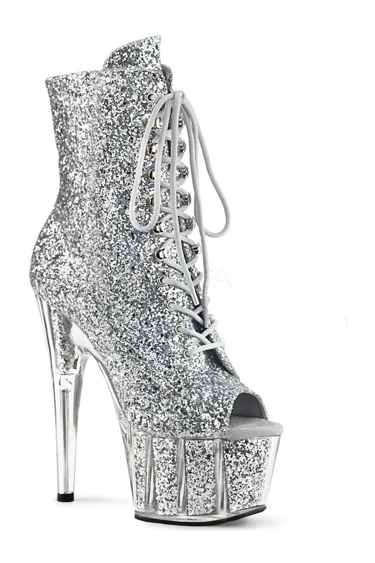 ADORE-1021G Platform Ankle Boot | Silver Glitter