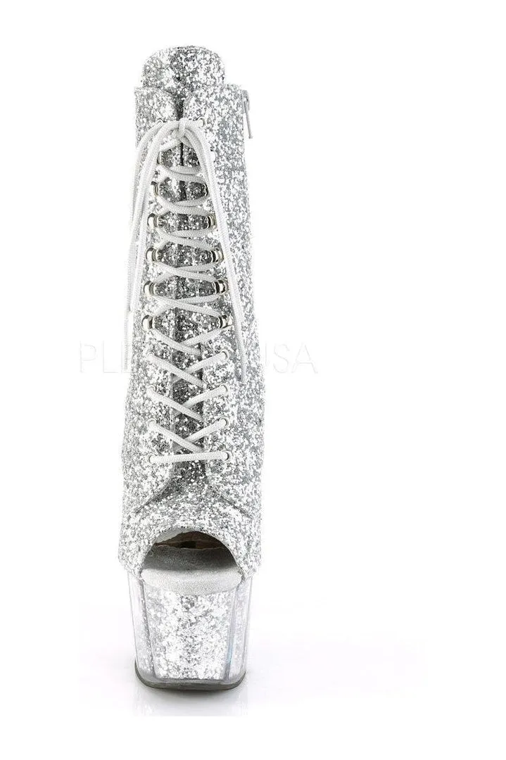 ADORE-1021G Platform Ankle Boot | Silver Glitter