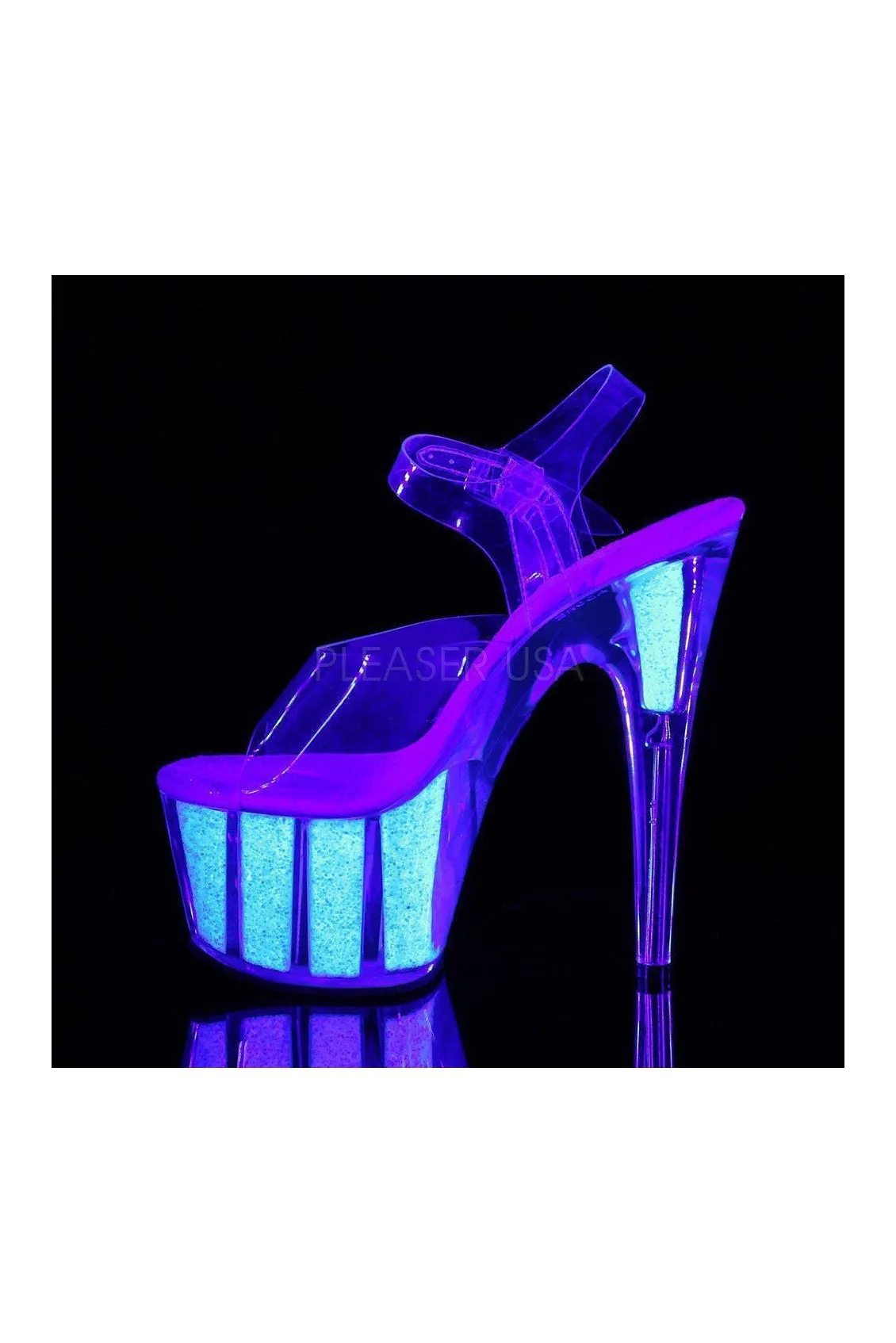 ADORE-708UVG Platform Sandals | Clear Vinyl