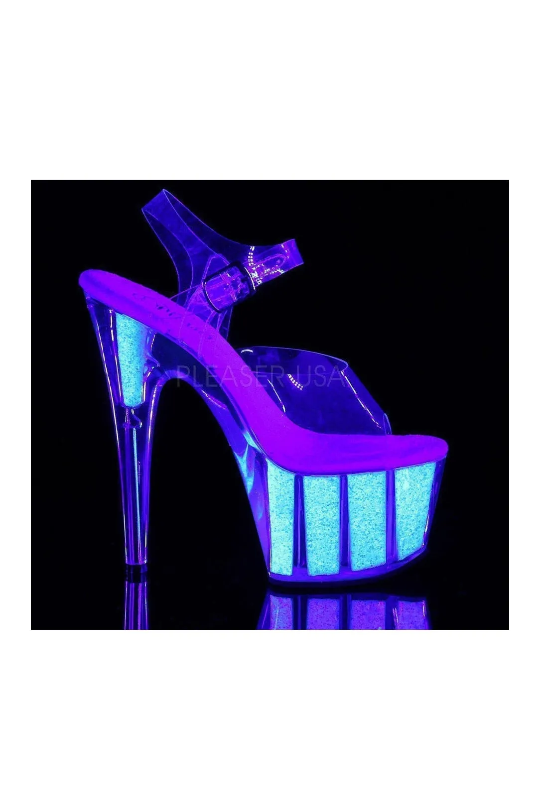 ADORE-708UVG Platform Sandals | Clear Vinyl