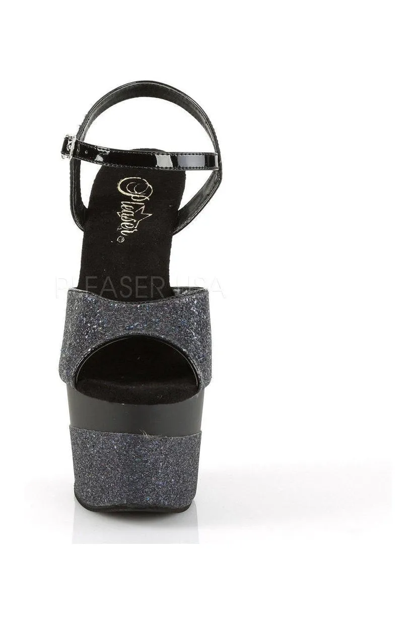 ADORE-709-2G Platform Sandal  | Black Glitter