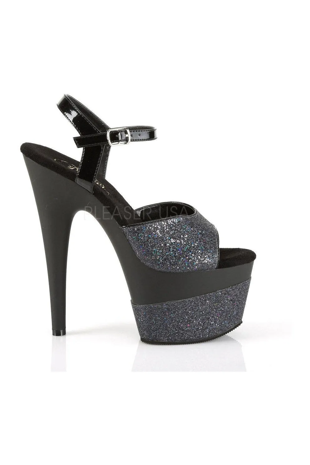ADORE-709-2G Platform Sandal  | Black Glitter