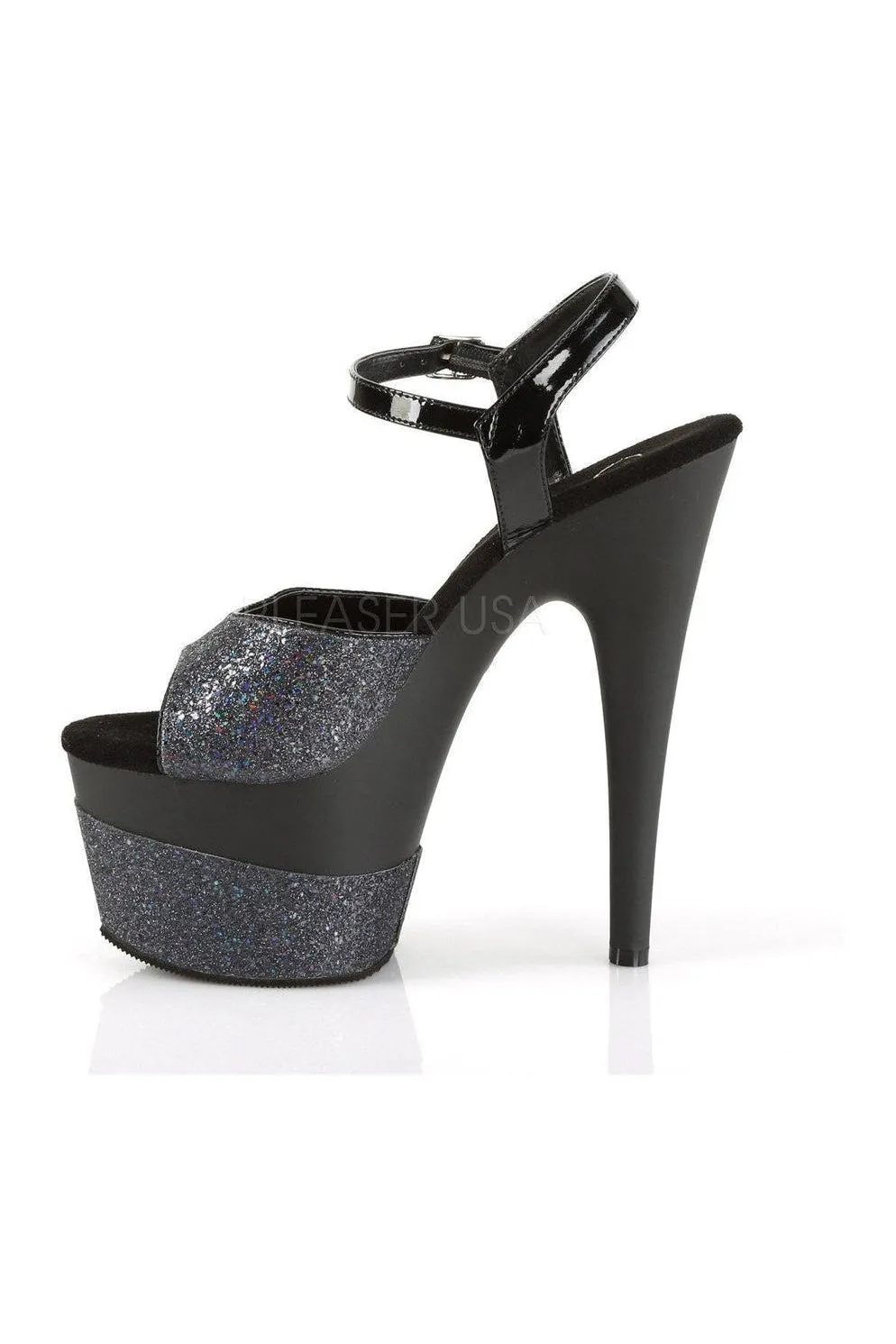 ADORE-709-2G Platform Sandal  | Black Glitter