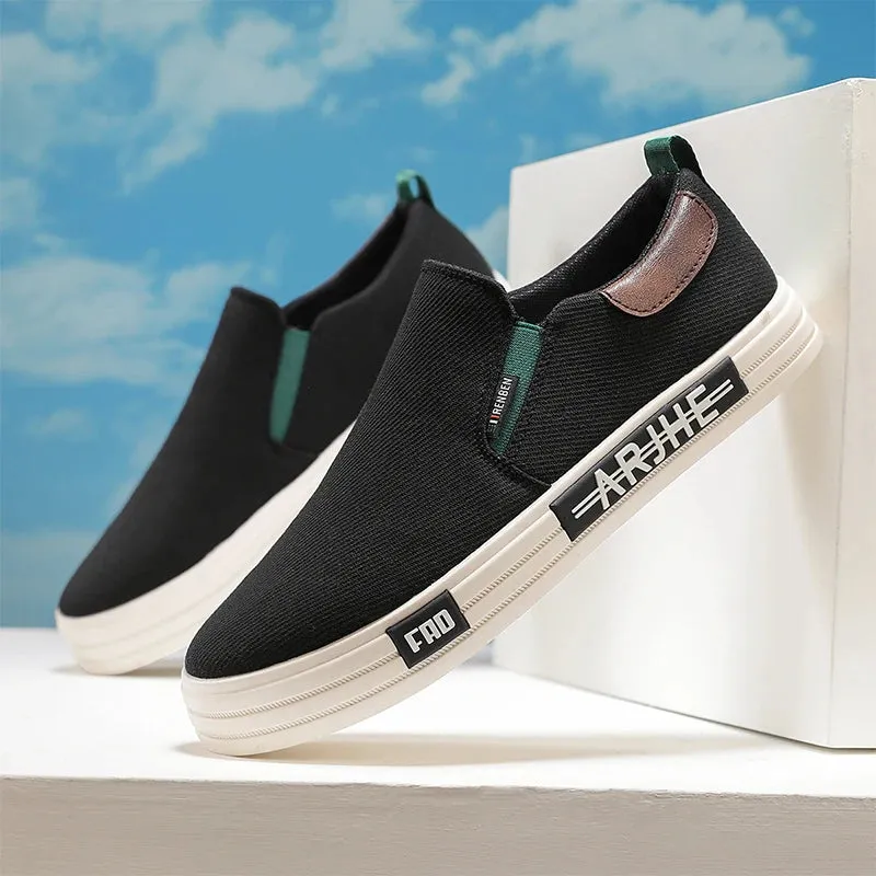 ADVBRIDGE  -  Canvas Loafers Canvas Loafers Low Wind Comfort Non-slip Lattice Breathable Light Fashion Shoes for Men Walk White Shoes