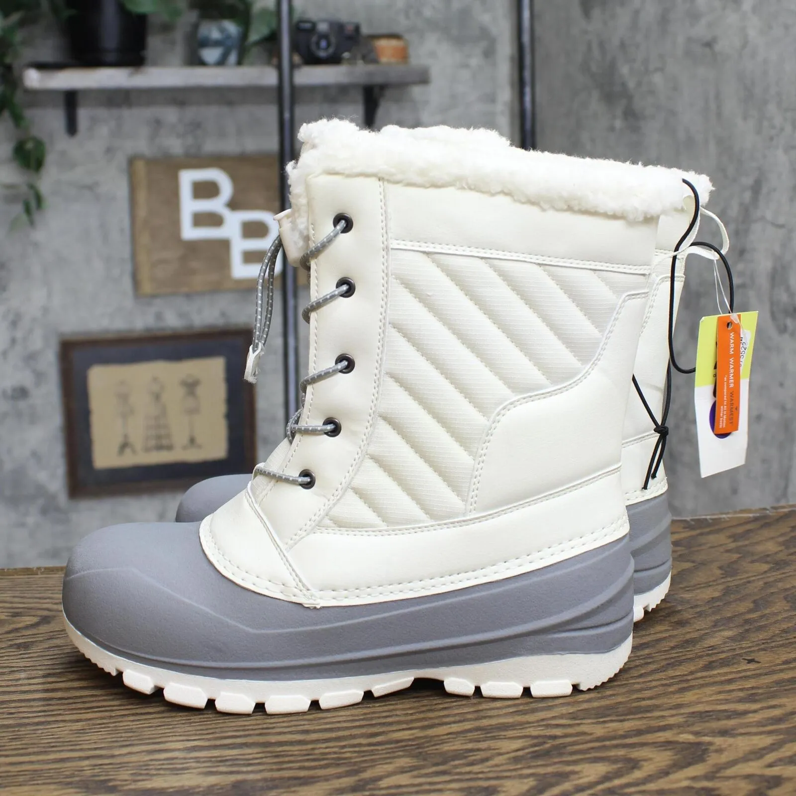 All In Motion Girls' Skylar Winter Boots 88236452 Cream Gray 6