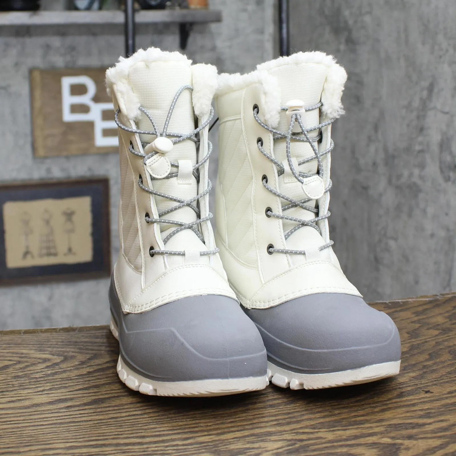 All In Motion Girls' Skylar Winter Boots 88236452 Cream Gray 6