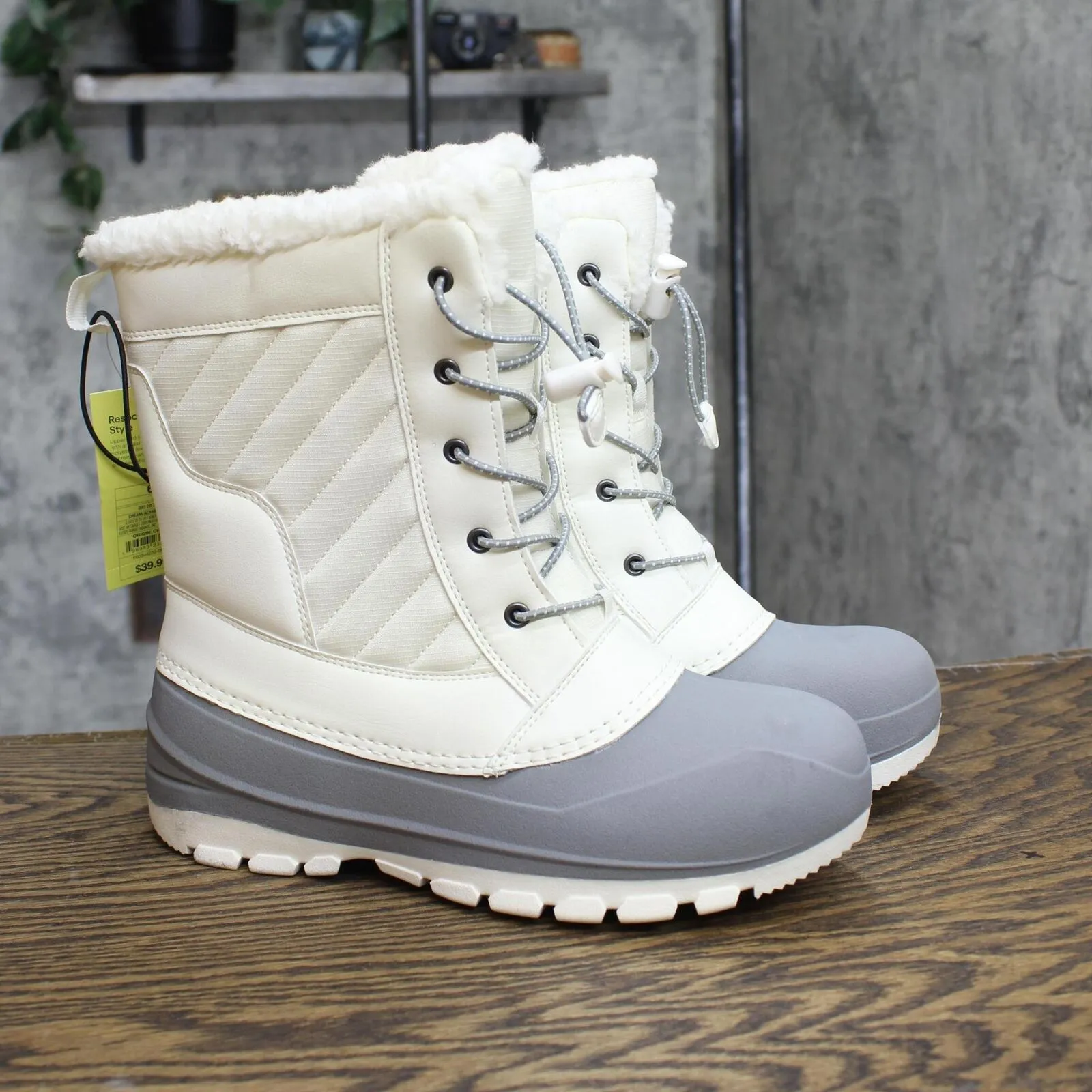 All In Motion Girls' Skylar Winter Boots 88236452 Cream Gray 6