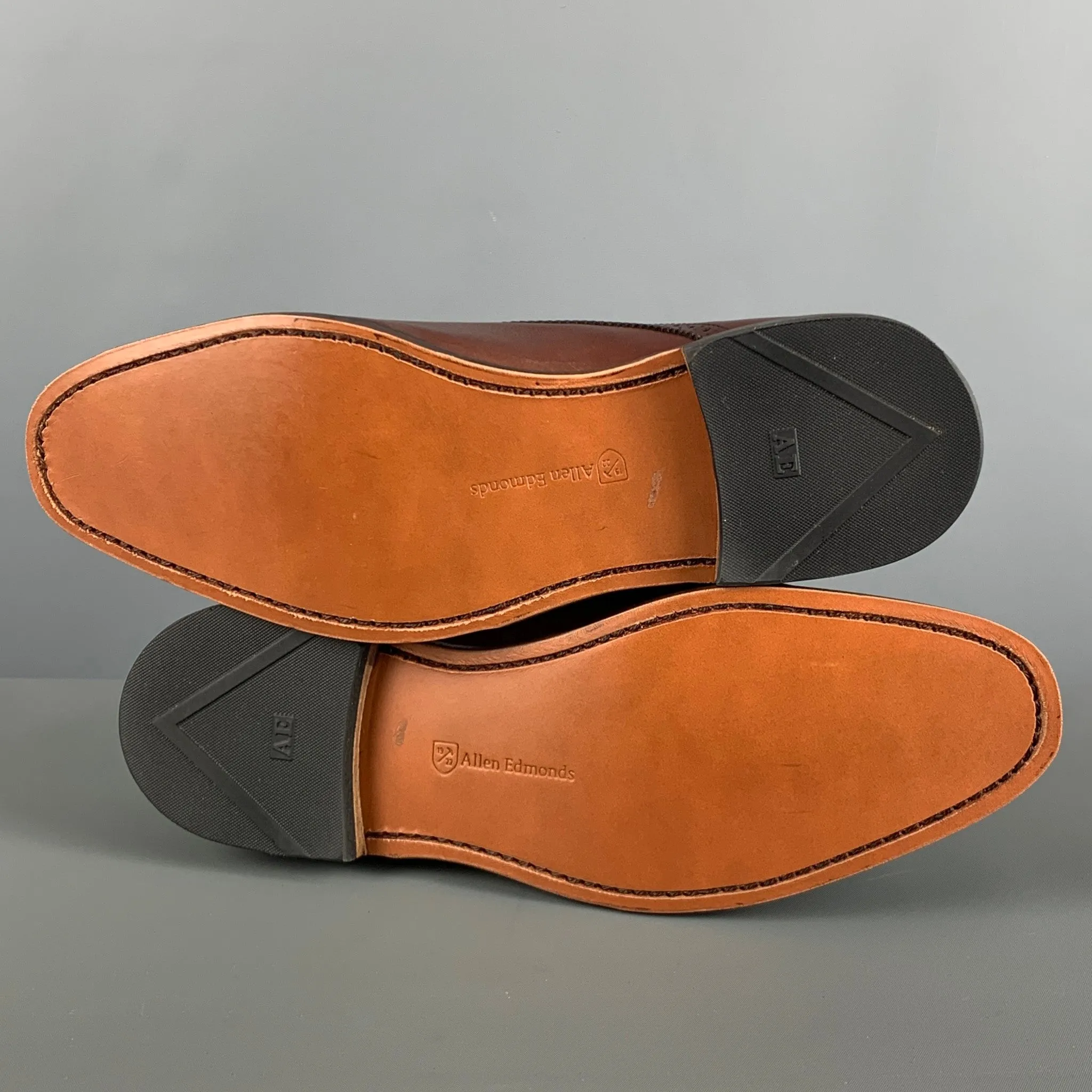 ALLEN EDMONDS Size 10 Brown Perforated Leather Double Monk Strap Lace Up Shoes