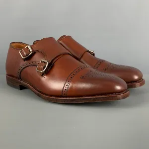 ALLEN EDMONDS Size 10 Brown Perforated Leather Double Monk Strap Lace Up Shoes