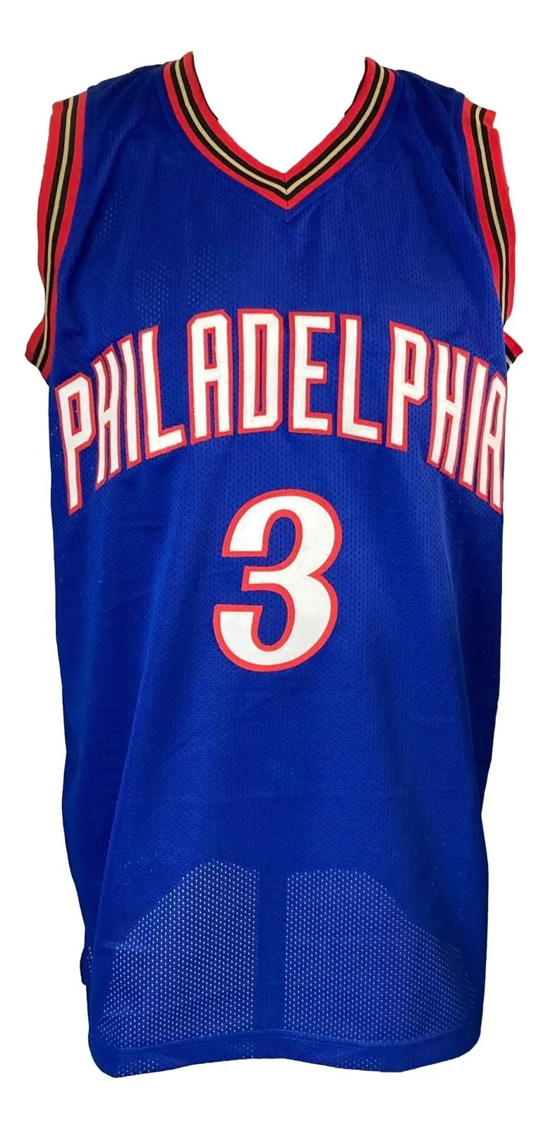 Allen Iverson Philadelphia Signed Blue Basketball Jersey BAS