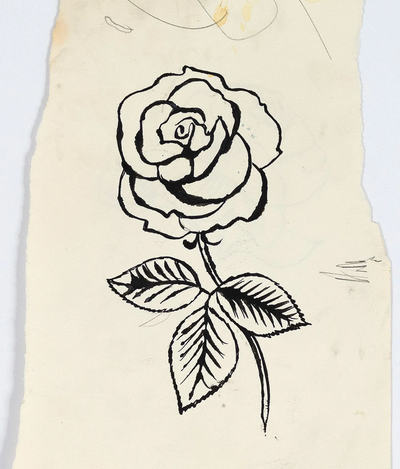 ANDY WARHOL "DOUBLE ROSE" DRAWING, 1954