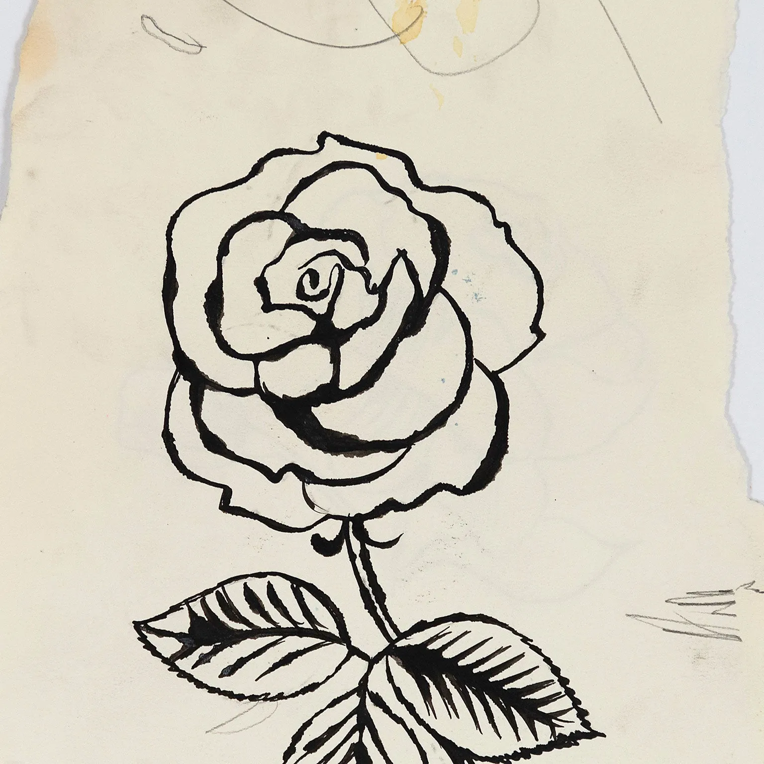 ANDY WARHOL "DOUBLE ROSE" DRAWING, 1954