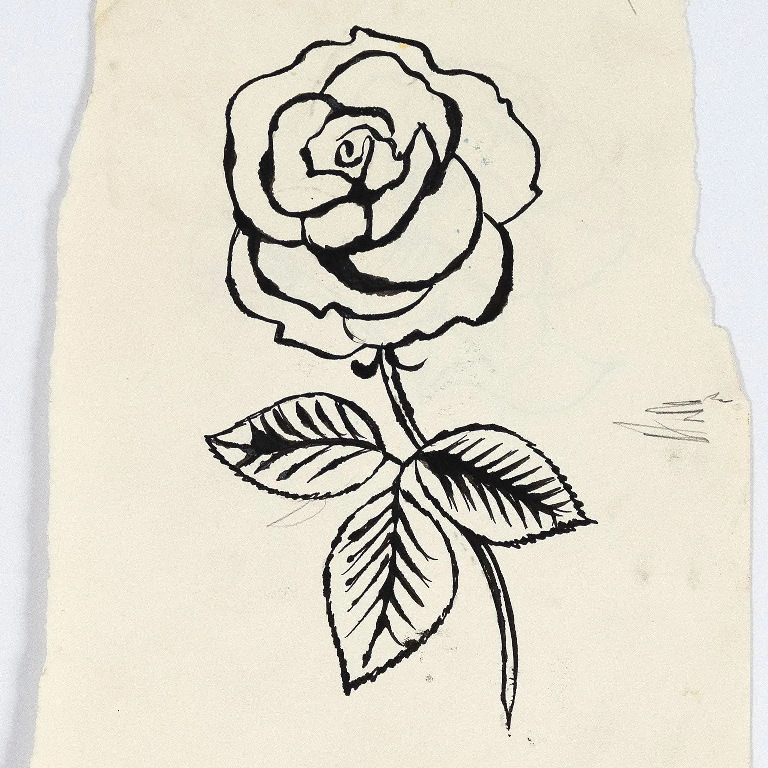 ANDY WARHOL "DOUBLE ROSE" DRAWING, 1954