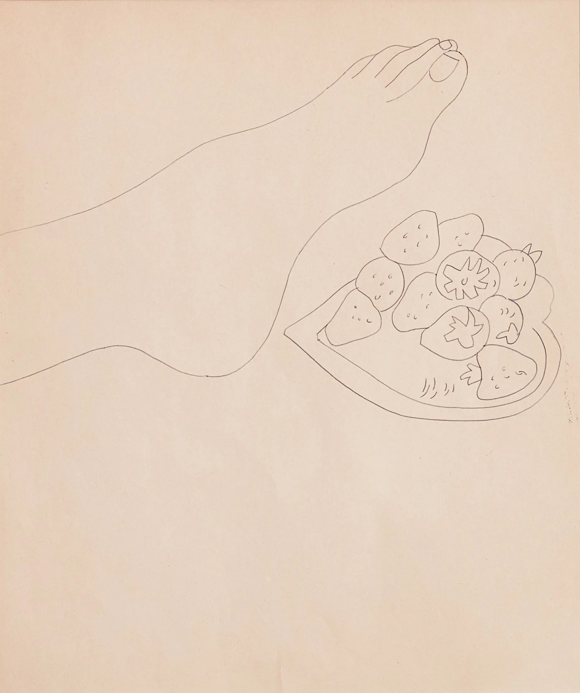 ANDY WARHOL "FOOT WITH STRAWBERRIES" DRAWING, c.1950s