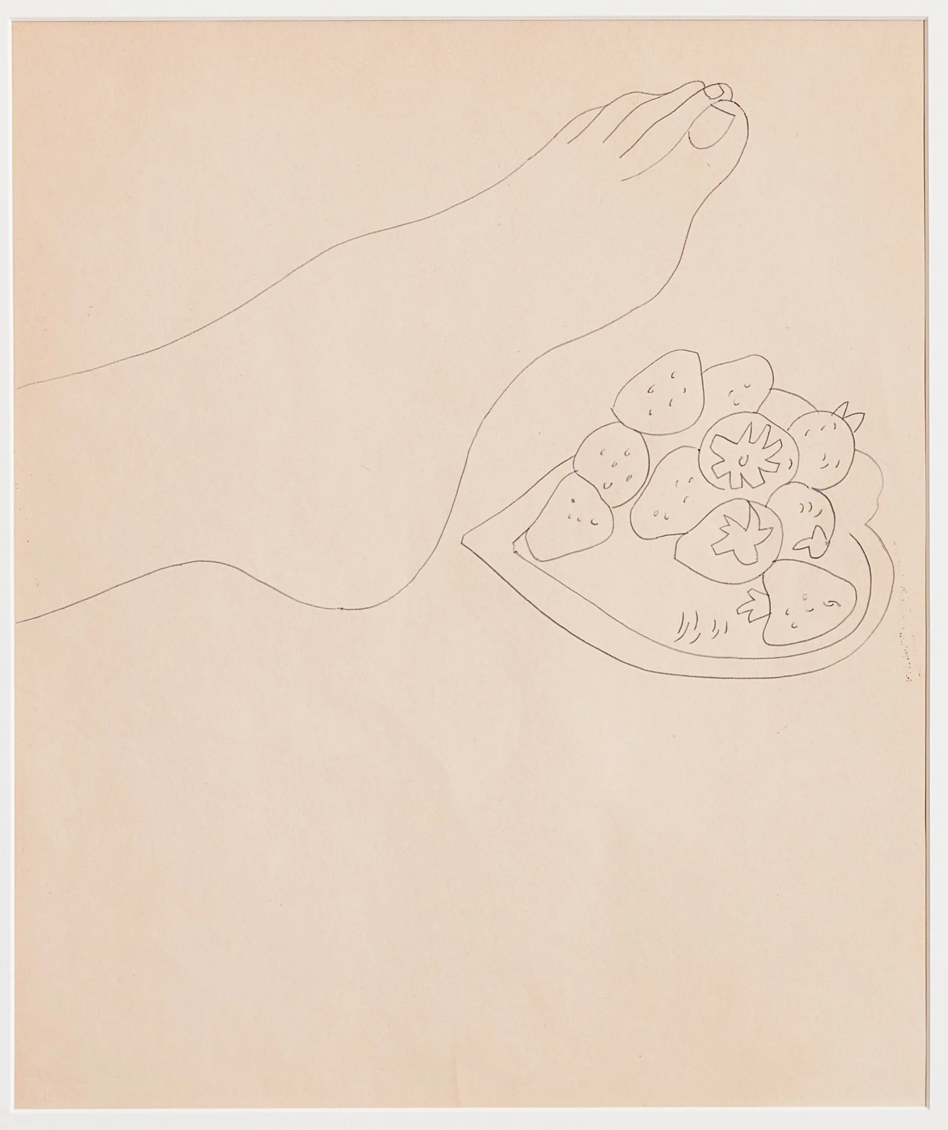 ANDY WARHOL "FOOT WITH STRAWBERRIES" DRAWING, c.1950s