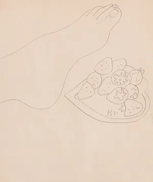 ANDY WARHOL "FOOT WITH STRAWBERRIES" DRAWING, c.1950s