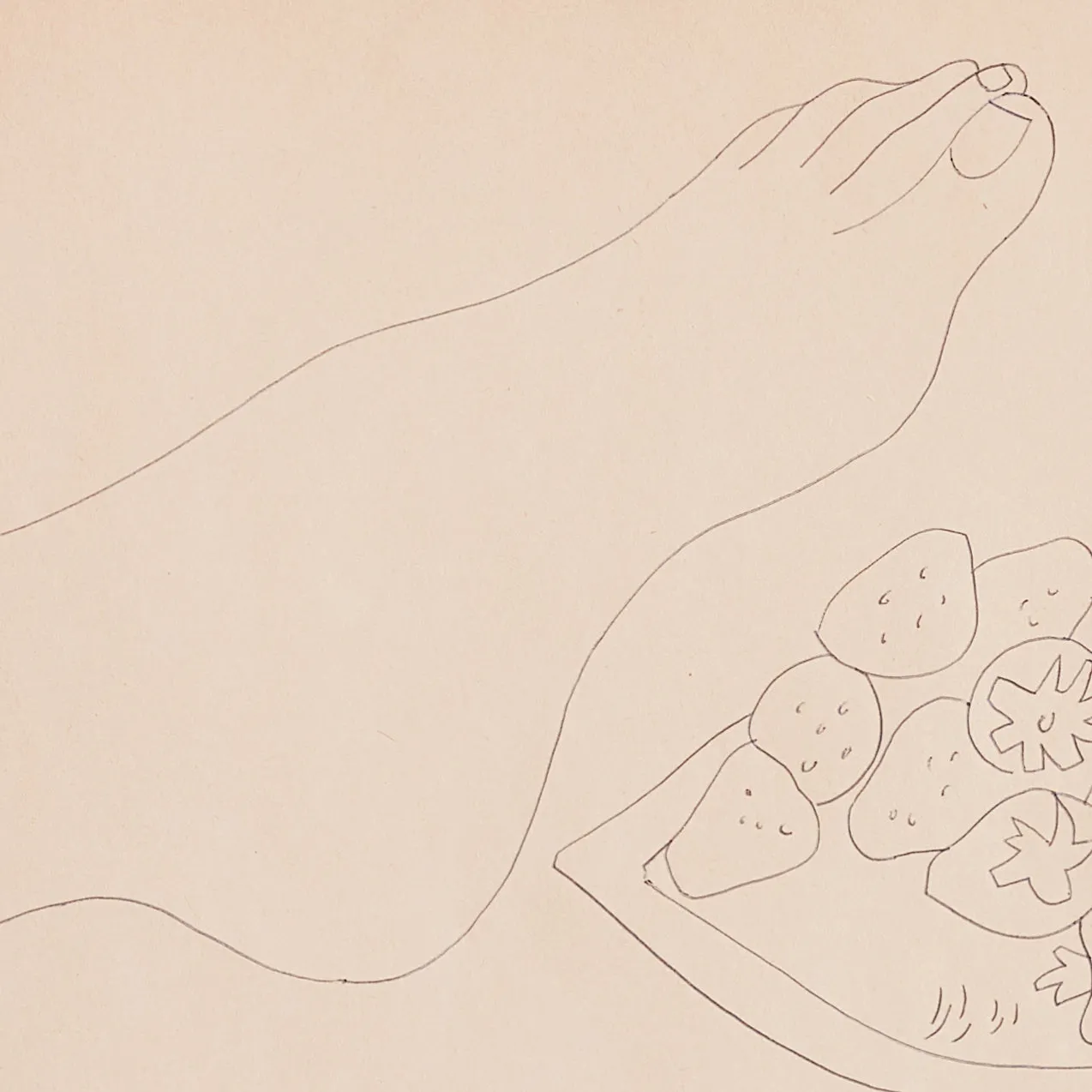 ANDY WARHOL "FOOT WITH STRAWBERRIES" DRAWING, c.1950s