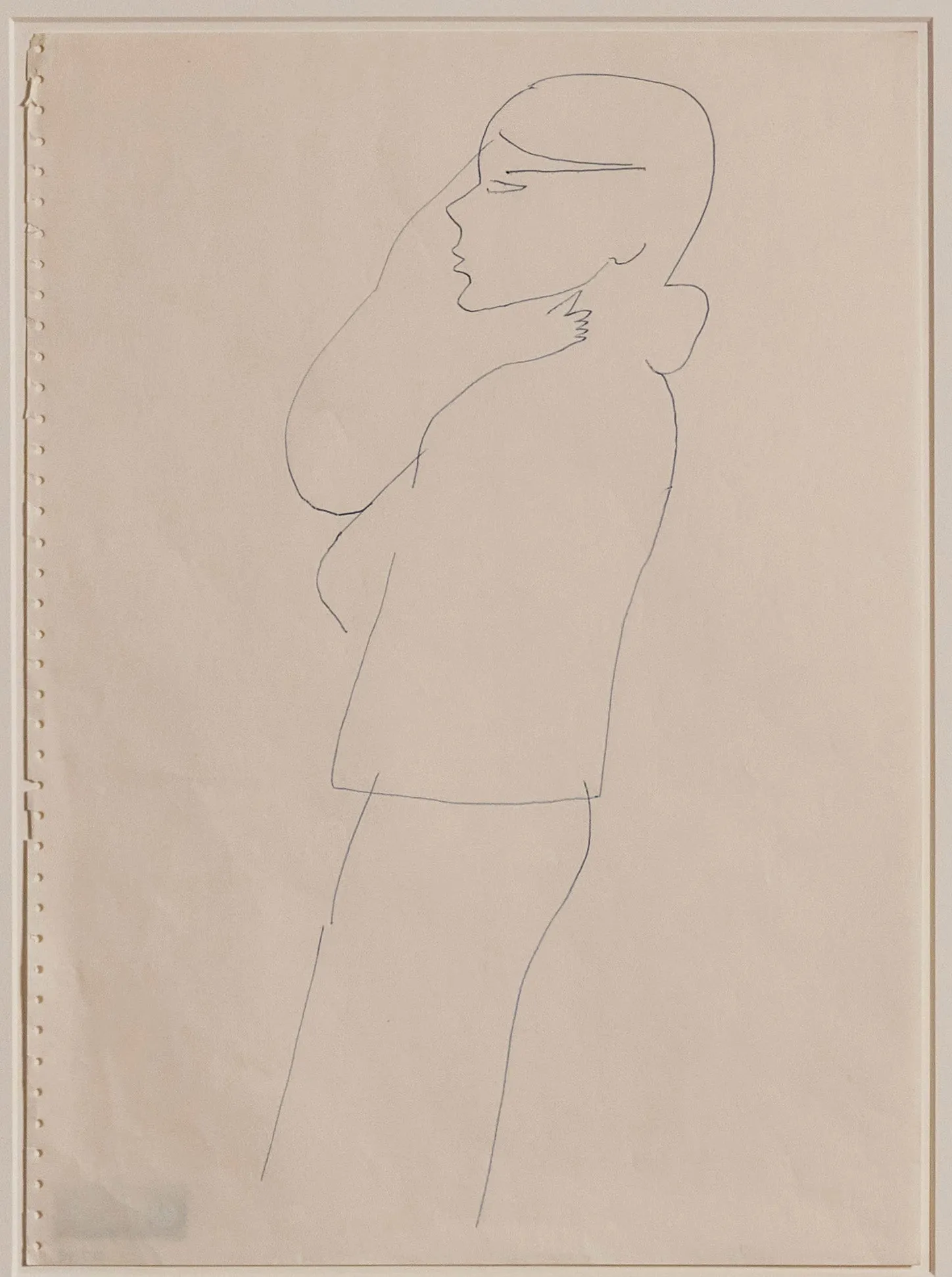 ANDY WARHOL "WOMAN IN BLUE" DRAWING, 1955
