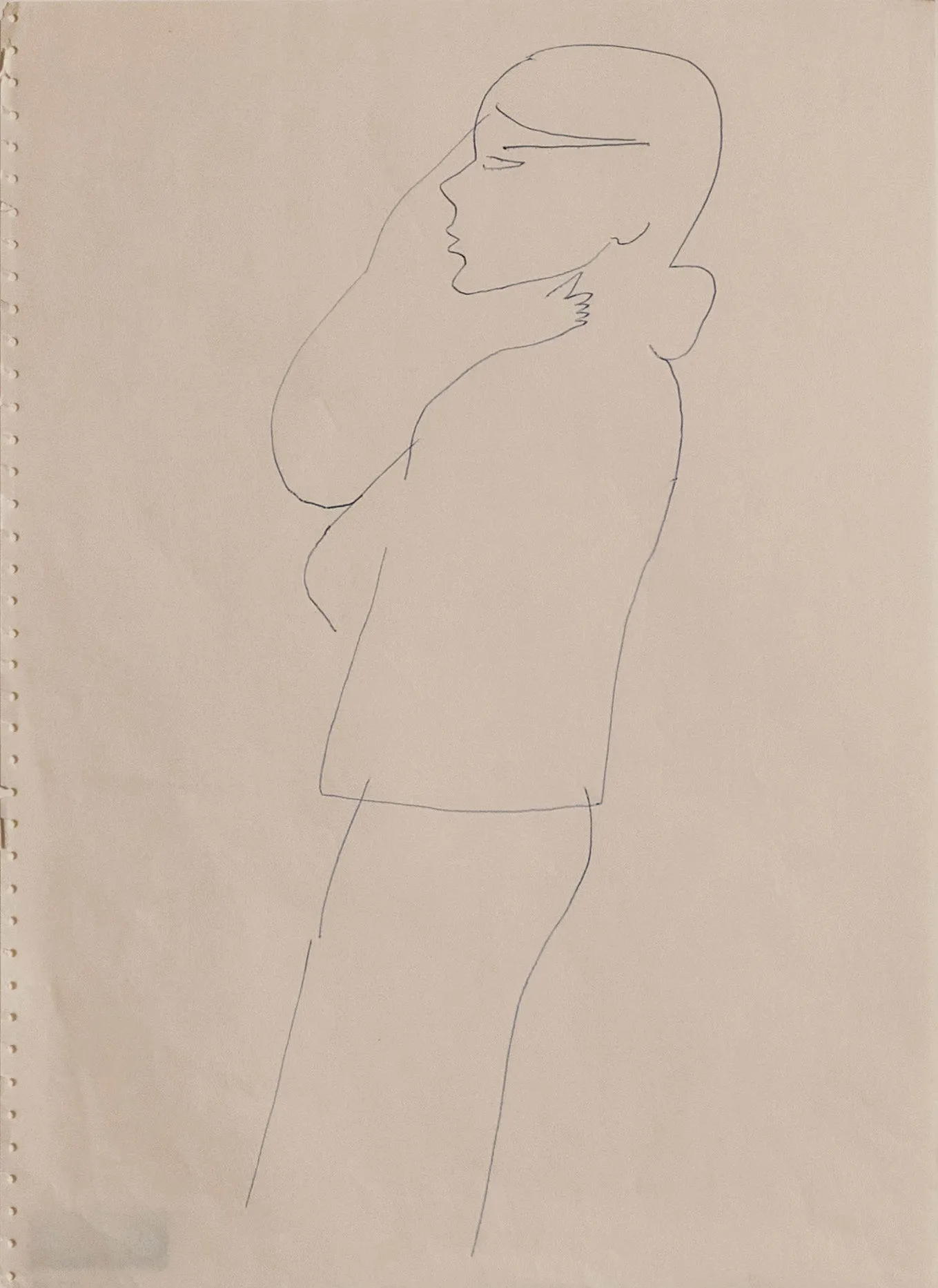 ANDY WARHOL "WOMAN IN BLUE" DRAWING, 1955